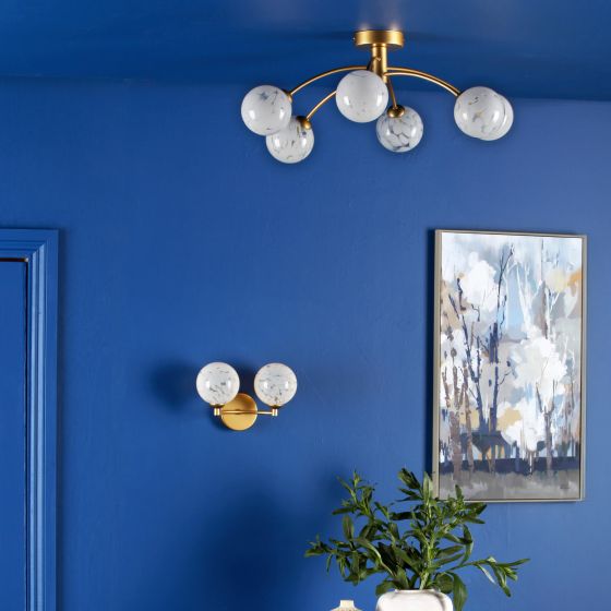 Där Lighting Izzy 2 Light Wall Light Gold & Confetti Glass