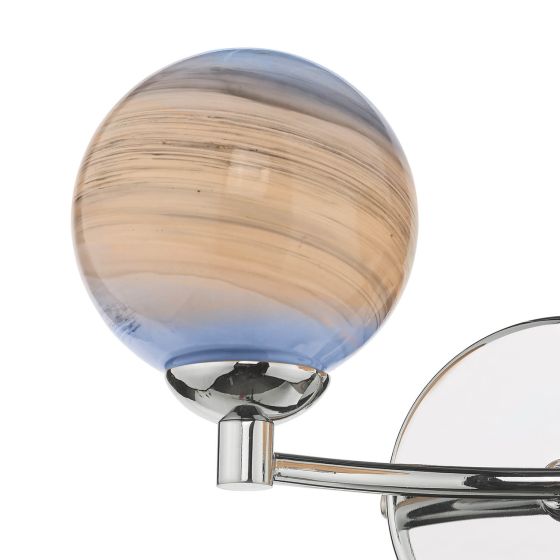 Där Lighting Izzy 2 Light Wall Light Polished Chrome Planet Glass