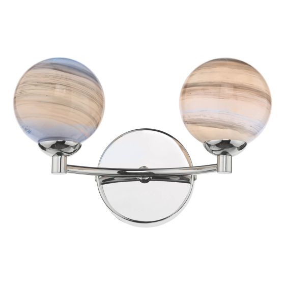 där lighting Izzy 2 Light Wall Light Polished Chrome Planet Glass