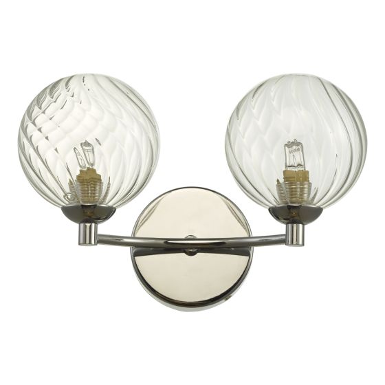 Där Lighting Izzy 2 Light Wall Light Polished Chrome Twisted Glass