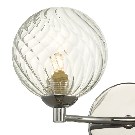 Där Lighting Izzy 2 Light Wall Light Polished Chrome Twisted Glass