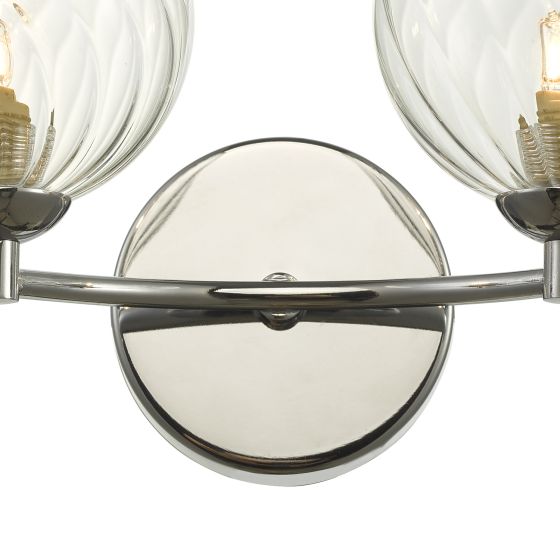 Där Lighting Izzy 2 Light Wall Light Polished Chrome Twisted Glass