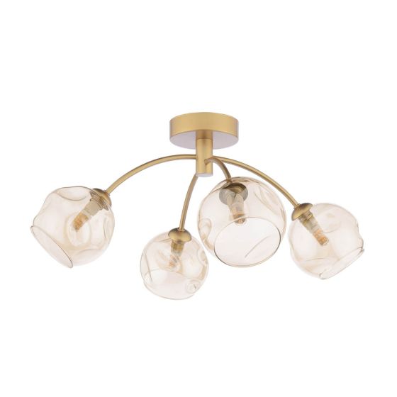Där Lighting Izzy 4 Light Semi-Flush Gold & Champagne Dimpled Glass
