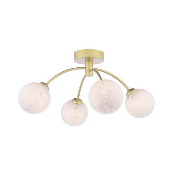 där lighting Izzy 4 Light Semi-Flush Gold & Confetti Glass