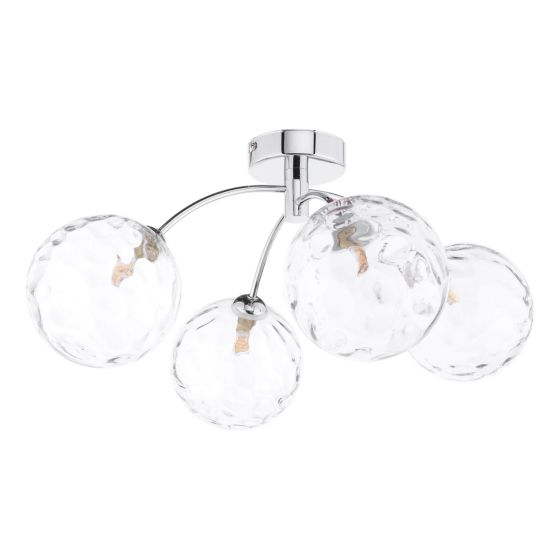 Där Lighting Izzy 4 Light Semi Flush Polished Chrome Clear Dimpled Glass