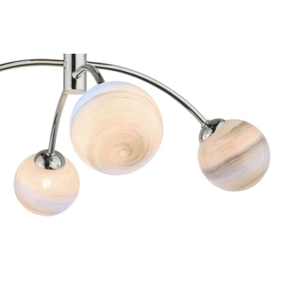 Där Lighting Izzy 4 Light Semi Flush Polished Chrome Planet Glass