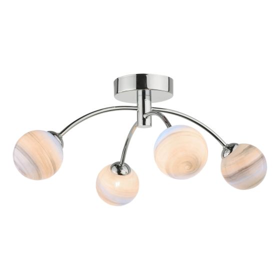 där lighting Izzy 4 Light Semi Flush Polished Chrome Planet Glass