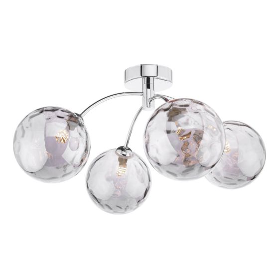 där lighting Izzy 4 Light Semi Flush Polished Chrome Smoked Dimpled Glass