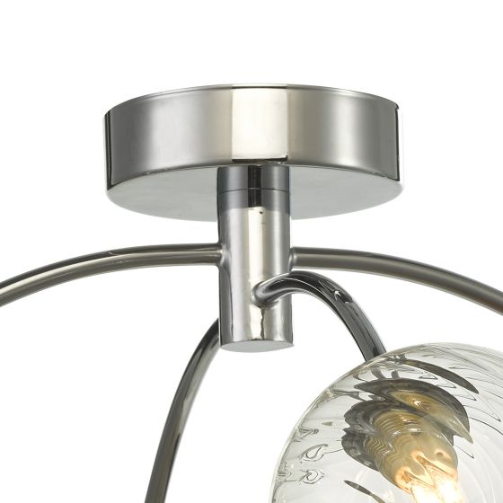 Där Lighting Izzy 4 Light Semi Flush Polished Chrome Twisted Glass