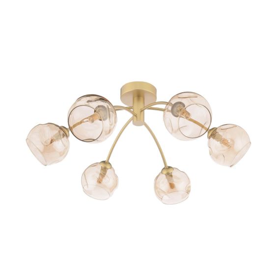 Där Lighting Izzy 6 Light Semi-Flush Gold & Champagne Dimpled Glass