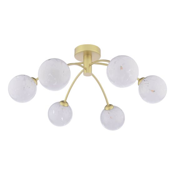 Där Lighting Izzy 6 Light Semi-Flush Gold & Confetti Glass