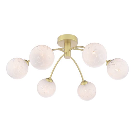 där lighting Izzy 6 Light Semi-Flush Gold & Confetti Glass