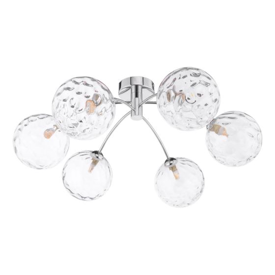 Där Lighting Izzy 6 Light Semi Flush Polished Chrome Clear Dimpled Glass