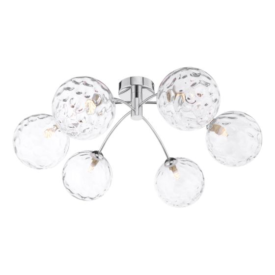 där lighting Izzy 6 Light Semi Flush Polished Chrome Clear Dimpled Glass