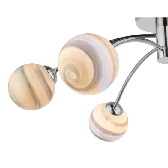 Där Lighting Izzy 6 Light Semi Flush Polished Chrome Planet Glass
