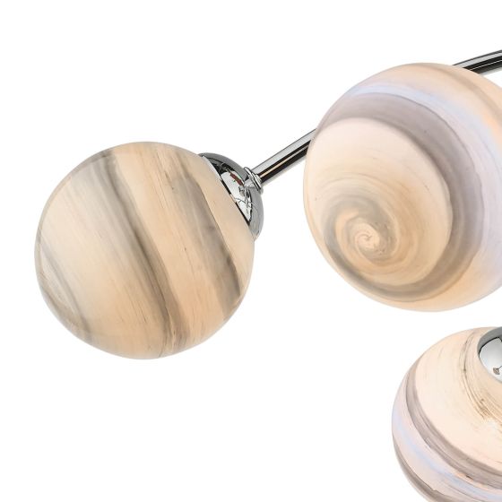 Där Lighting Izzy 6 Light Semi Flush Polished Chrome Planet Glass