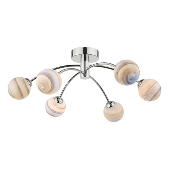 där lighting Izzy 6 Light Semi Flush Polished Chrome Planet Glass