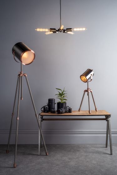 Där Lighting Jake Task Floor Lamp Antique Silver And Copper