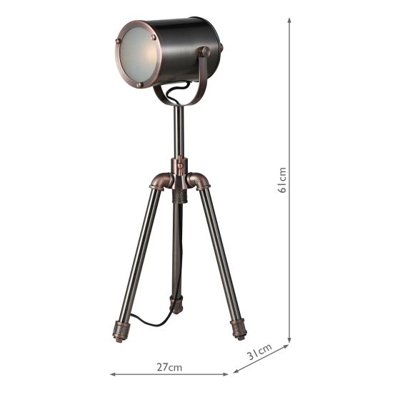Där Lighting Jake Task Table Lamp Antique Silver And Copper
