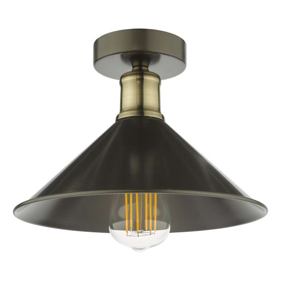 Där Lighting Jalen 1 Light Flush Graphite Antique Brass