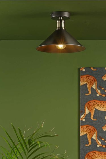 Där Lighting Jalen 1 Light Flush Graphite Antique Brass