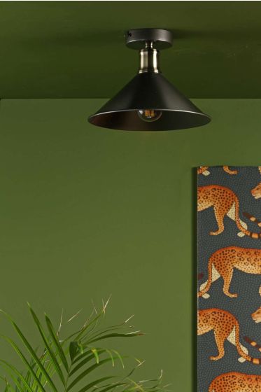 Där Lighting Jalen 1 Light Flush Graphite Antique Brass