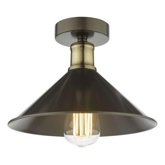 där lighting Jalen 1 Light Flush Graphite Antique Brass