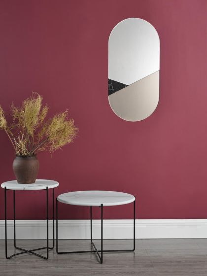 Där Lighting Jalisa Oval Mirror Rose Gold & Black 80cm X 40cm