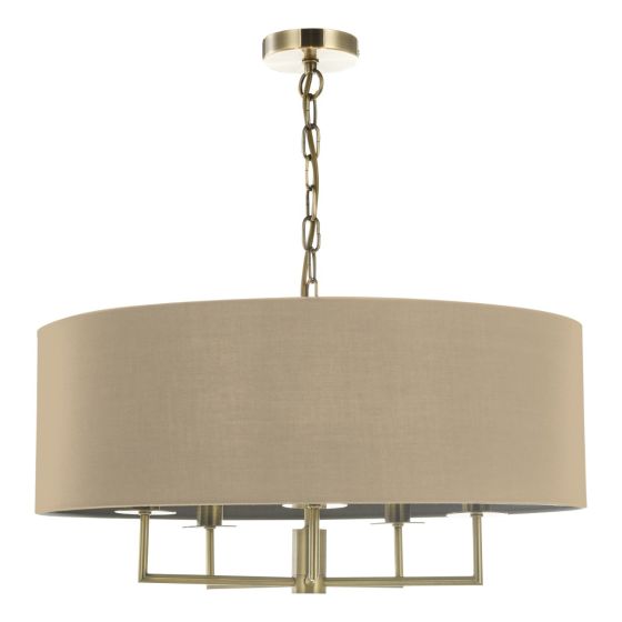 Där Lighting Jamelia 5 Light Shadelier Antique Brass Taupe Shade