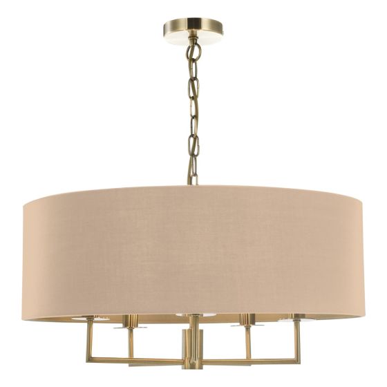 där lighting Jamelia 5 Light Shadelier Antique Brass Taupe Shade