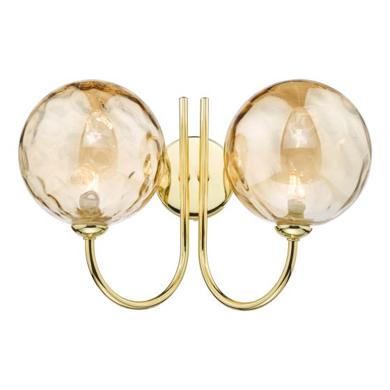 Där Lighting Jared 2 Light Wall Light Polished Gold And Champagne Dimpled Glass