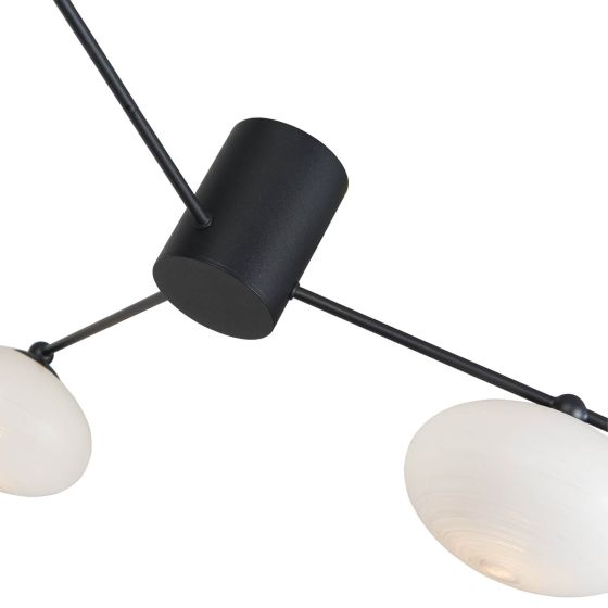 Där Lighting Jasper 3 Light Semi Flush Matt Black Opal Glass