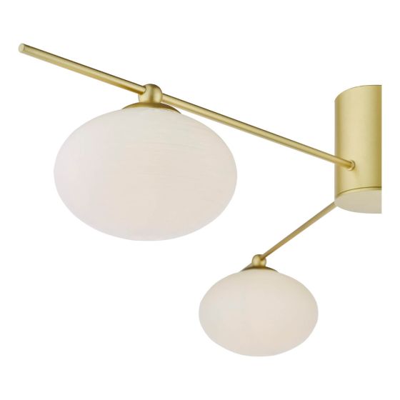 Där Lighting Jasper 3 Light Semi-Flush Satin Gold And Opal Glass