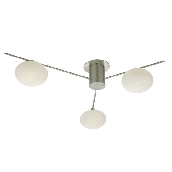Där Lighting Jasper 3 Light Semi Flush Satin Nickel Opal Glass