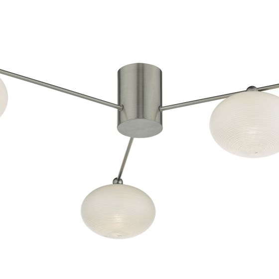 där lighting Jasper 3 Light Semi Flush Satin Nickel Opal glass