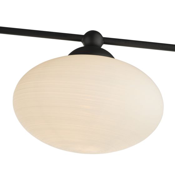 Där Lighting Jasper 5lt Semi Flush Matt Black Opal Glass