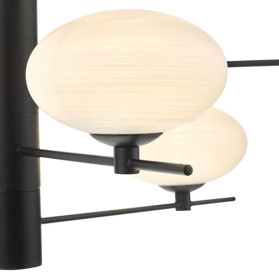Där Lighting Jasper 6 Light Pendant Matt Black Opal Glass