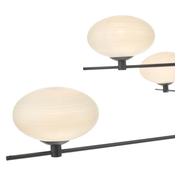 Där Lighting Jasper 6 Light Pendant Matt Black Opal Glass