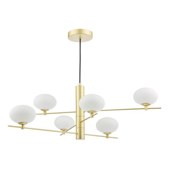Där Lighting Jasper 6 Light Pendant Satin Gold And Opal Glass
