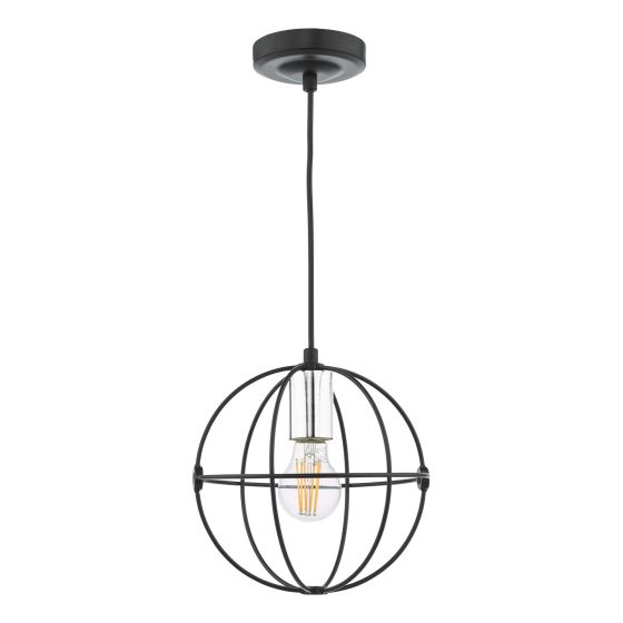 Där Lighting Javari 1 Light Pendant Matt Black/Polished Chrome