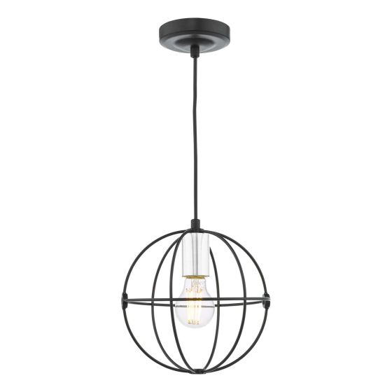där lighting Javari 1 Light Pendant Matt Black/Polished Chrome