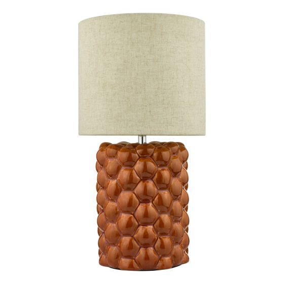 Där Lighting Jayden Table Lamp Orange Glaze With Shade