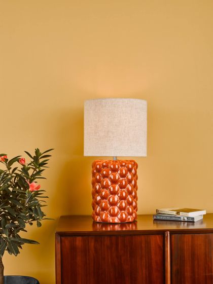 Där Lighting Jayden Table Lamp Orange Glaze With Shade