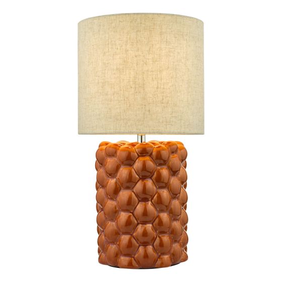 där lighting Jayden Table Lamp Orange Glaze With Shade
