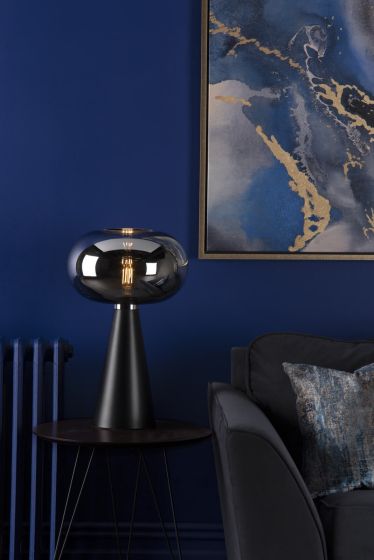 Där Lighting Jensen Table Lamp Smoked Glass Satin Black
