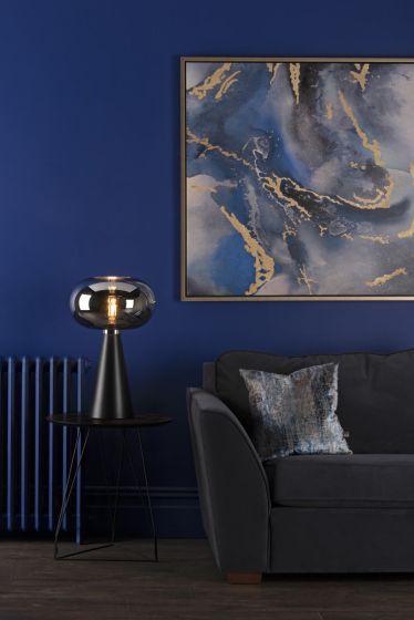 Där Lighting Jensen Table Lamp Smoked Glass Satin Black