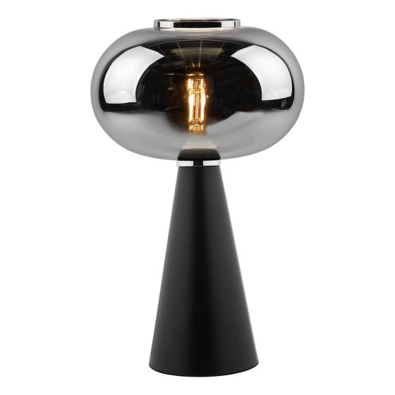 där lighting Jensen Table Lamp Smoked Glass Satin Black