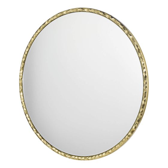 Där Lighting Jinelle Round Mirror Textured Gold Frame 80cm