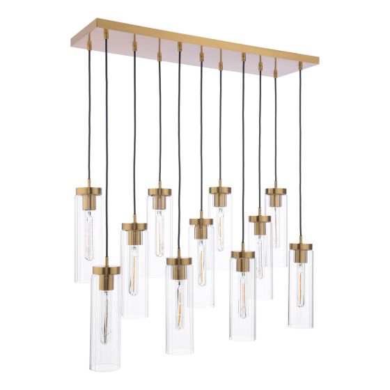 Där Lighting Jodelle 11 Light Bar Pendant Polished Bronze And Glass