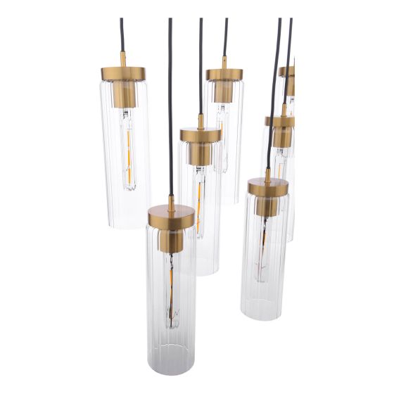 Där Lighting Jodelle 11 Light Bar Pendant Polished Bronze And Glass